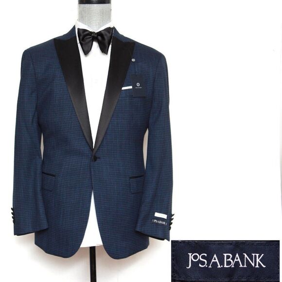 Jos A Bank‎ Tailored Fit Dinner Jacket Blazer Blue 46R D010003 - Picture 1 of 16